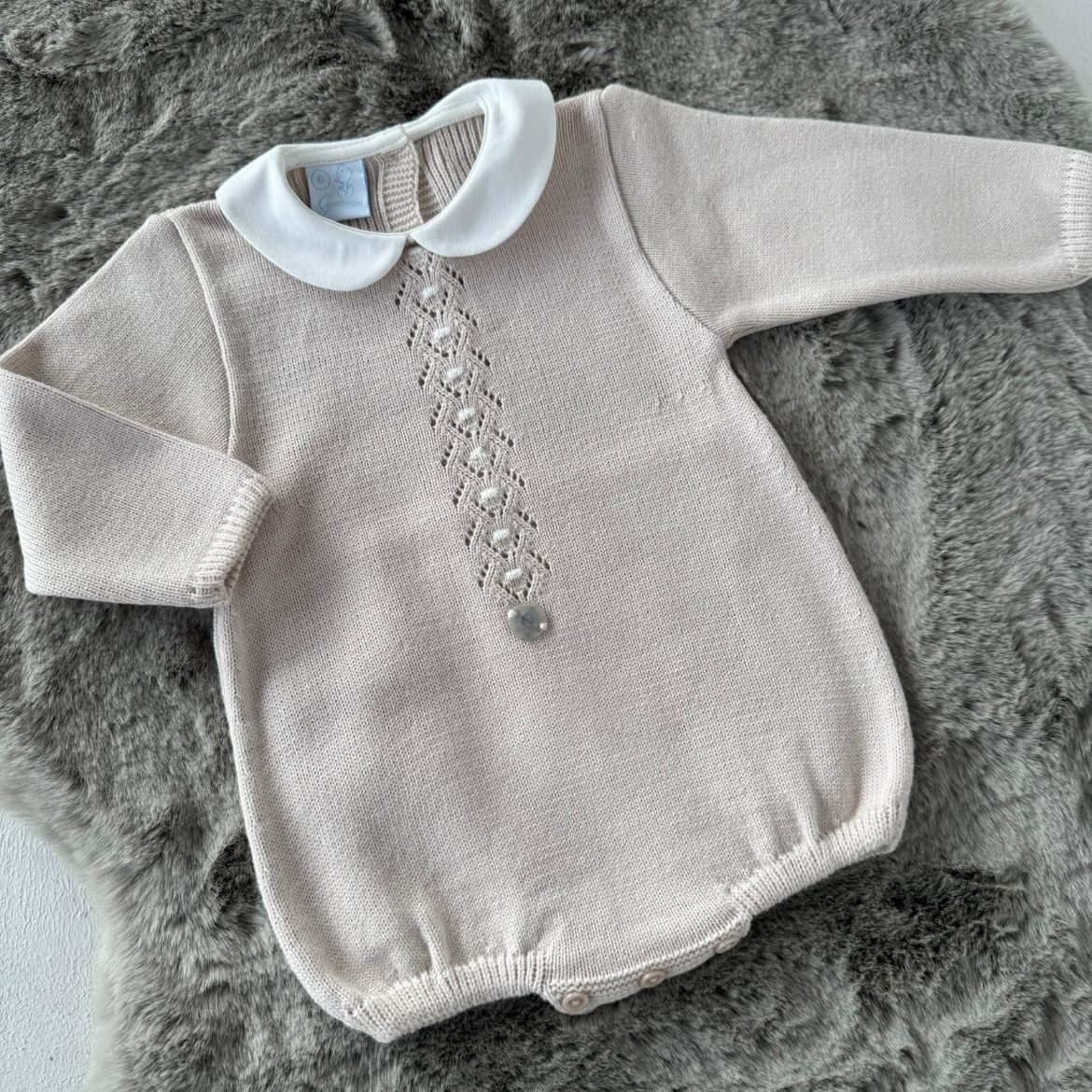 Picture of Granlei Boys Beige Knitted Romper