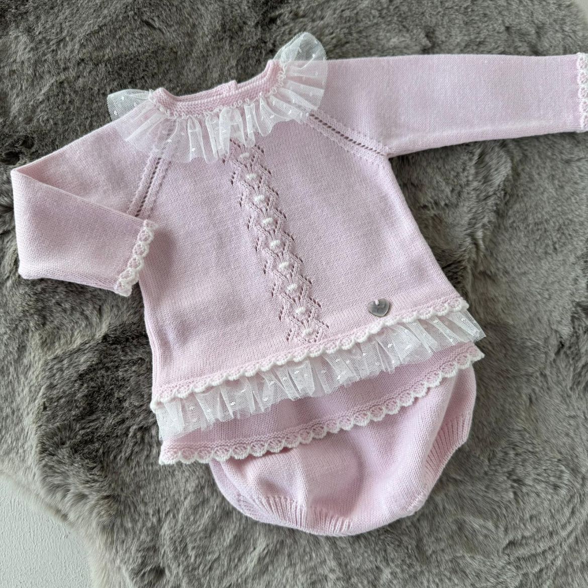 Picture of Granlei Girls Pink Knitted Top & Knicker Set