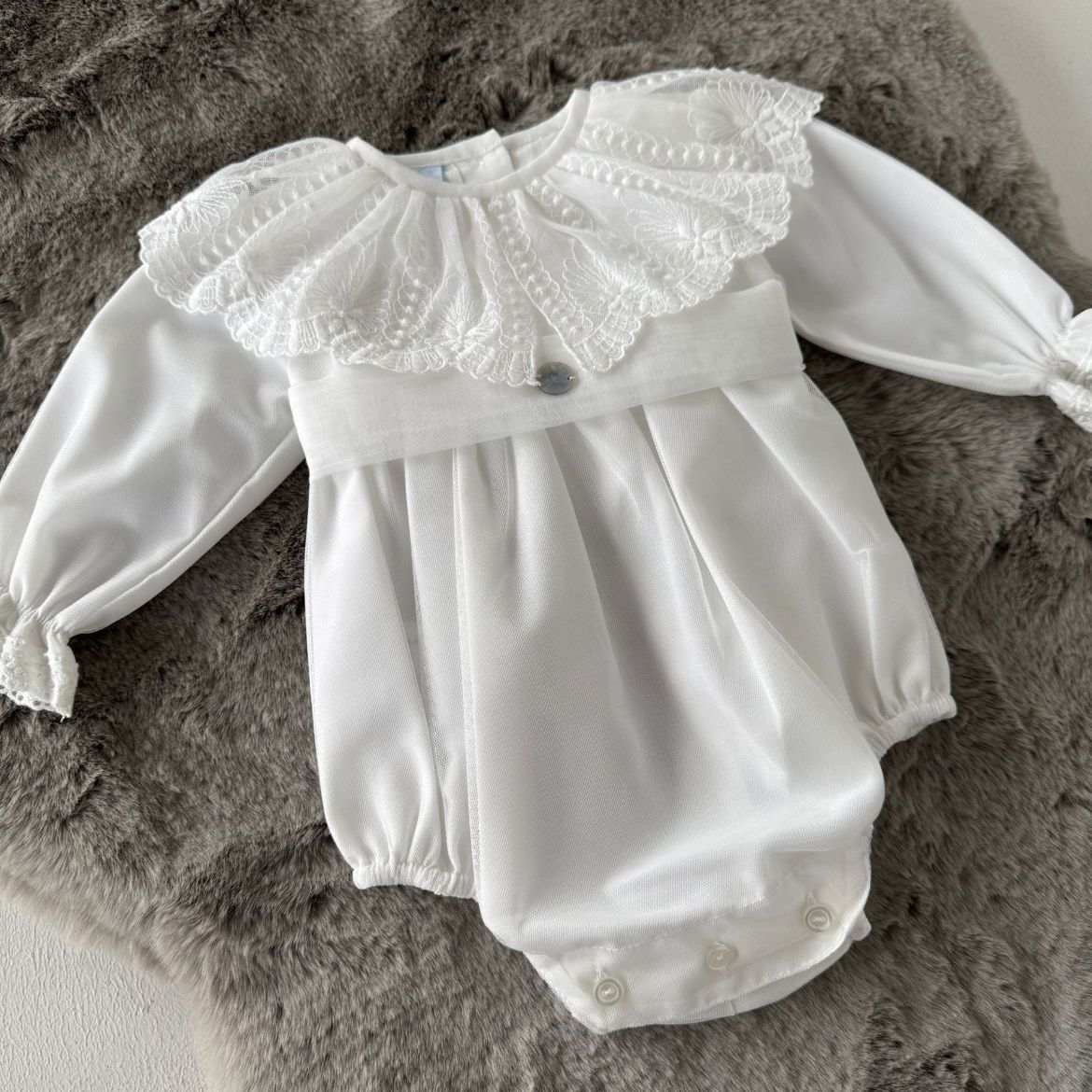 Picture of Granlei Girls Cream Romper with Lace Collar