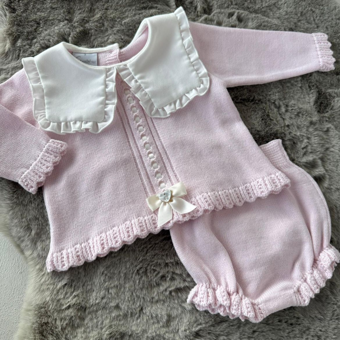 Picture of Granlei Girls Pink Knitted Set with Collar