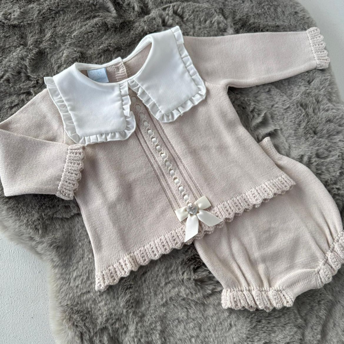 Picture of Granlei Girls Beige Knitted Set with Collar