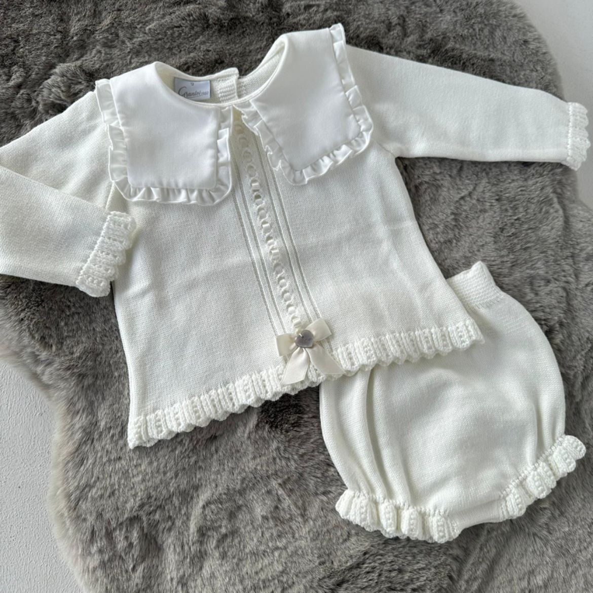 Picture of Granlei Girls Cream Knitted Set with Collar