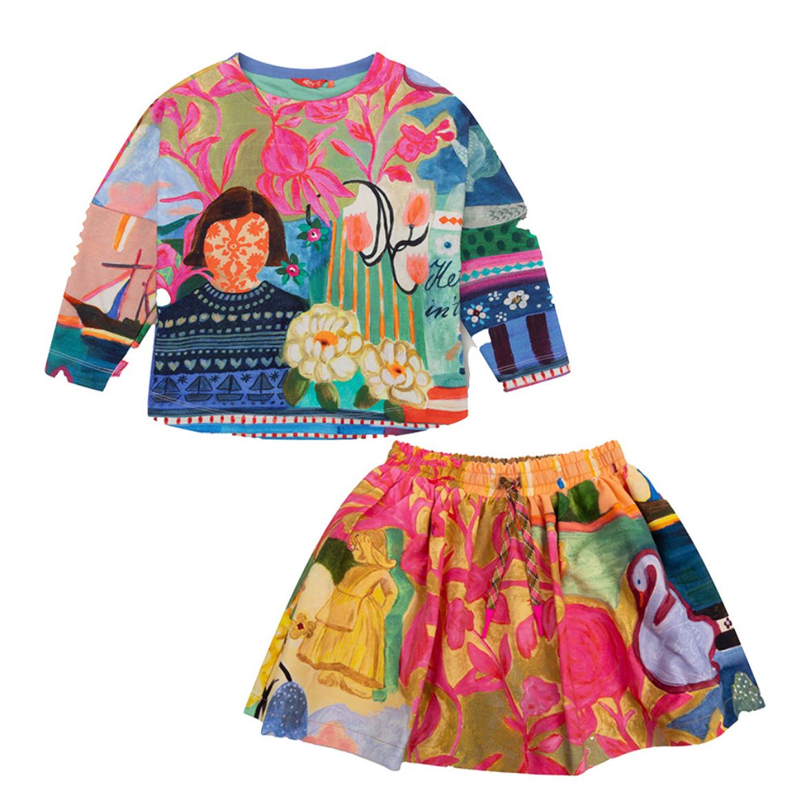 Picture of Oilily Girls Harpy Jumper & Surround Printed Skirt Set