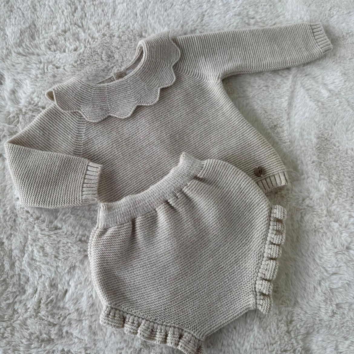 Picture of Martin Aranda Girls Beige Knitted 2 Piece Set
