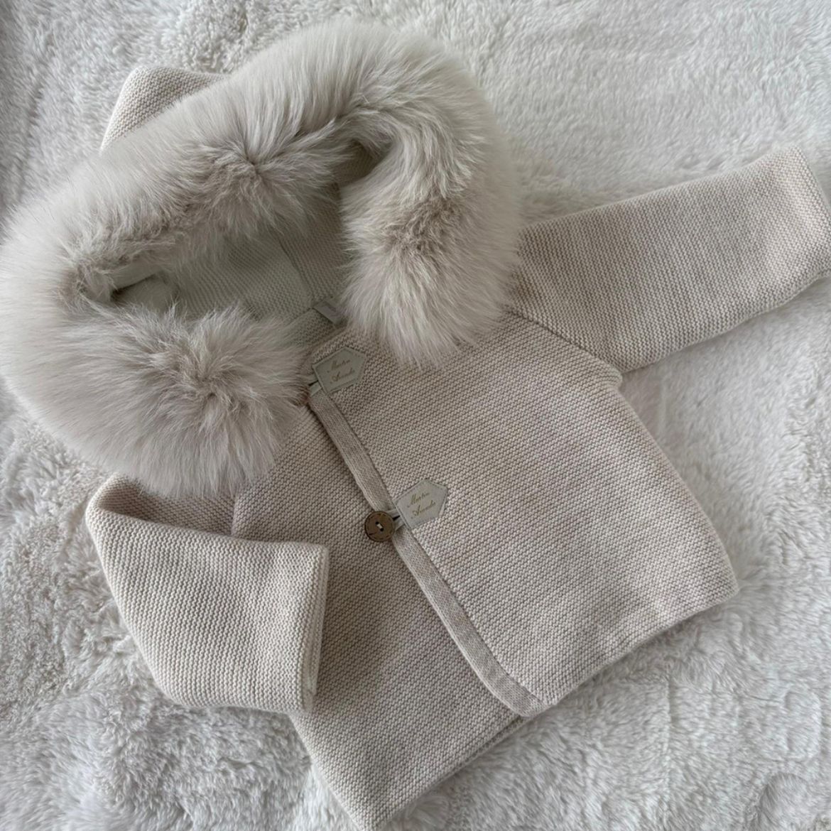 Picture of Martin Aranda Boys Beige Cardigan with Fur Trim