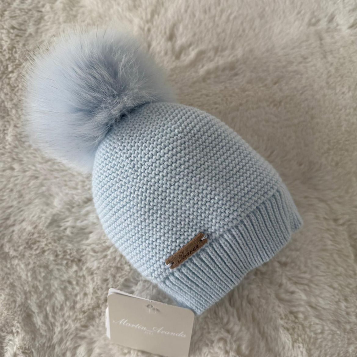Picture of Martin Aranda Pale Blue Knitted Hat with Fur Pom
