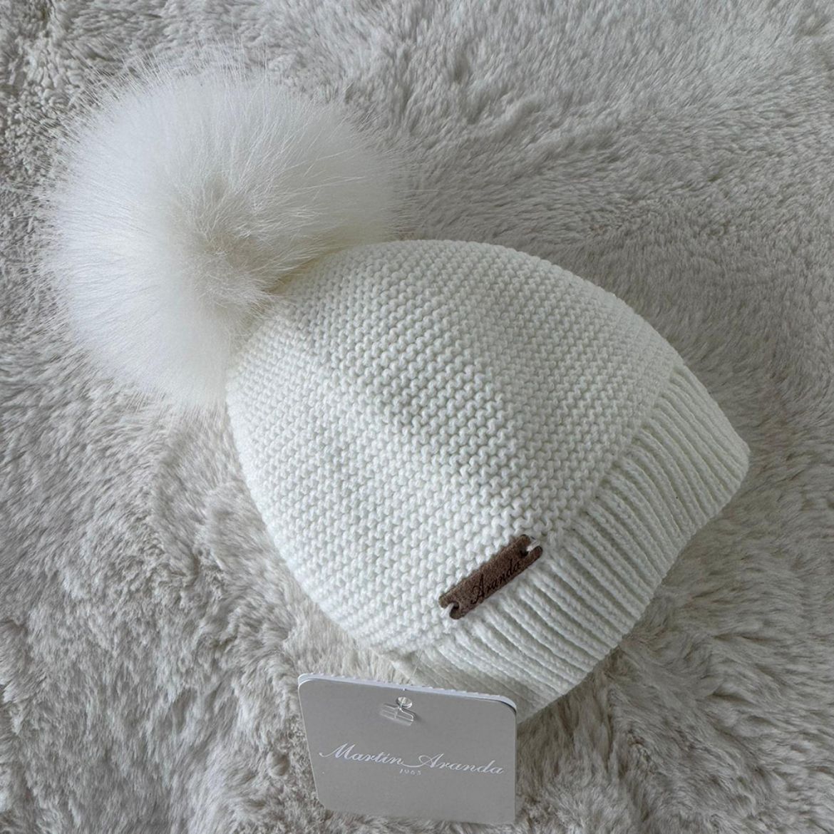 Picture of Martin Aranda Cream Knitted Hat with Fur Pom