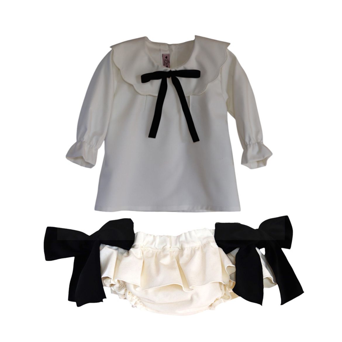 Picture of Phi Cream Shirt & Knickers with Black Bows