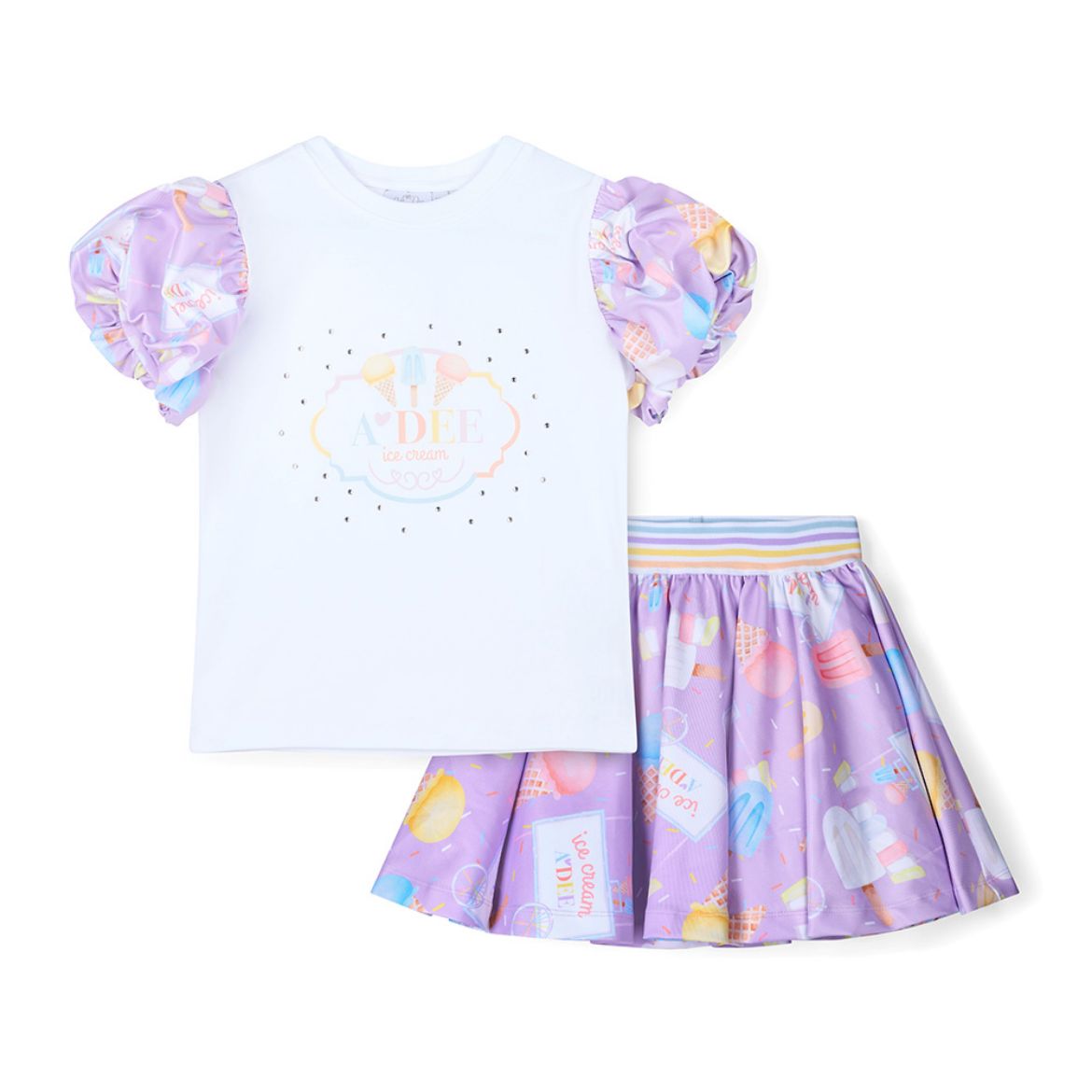 Picture of A Dee Sally Lilac Ice Cream Print Skirt Set