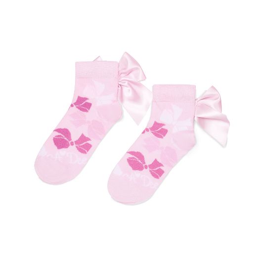 Picture of A Dee Rina Pink Printed Bow Ankle Socks