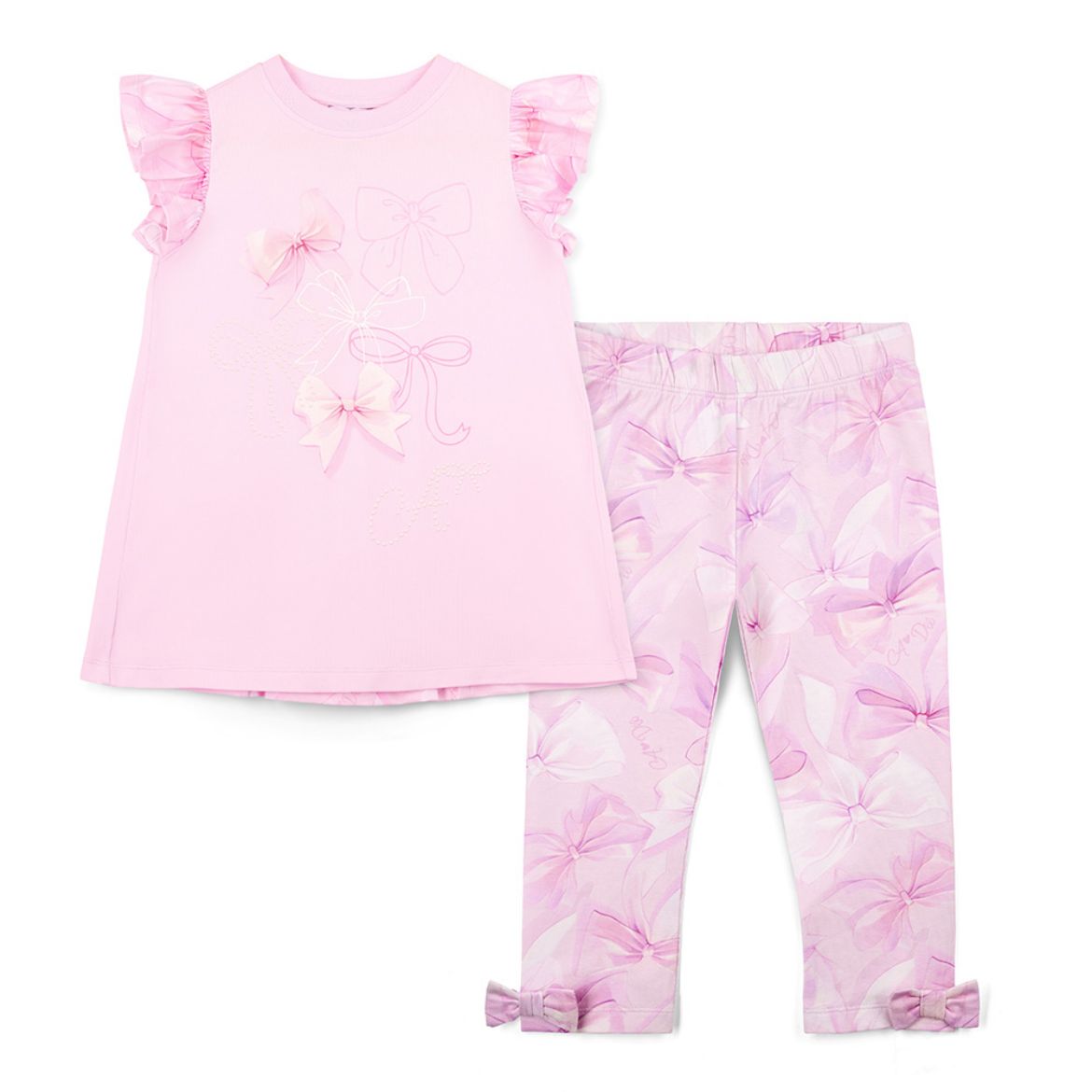 Picture of A Dee Ria Pink Bow Top with Printed Leggings Set