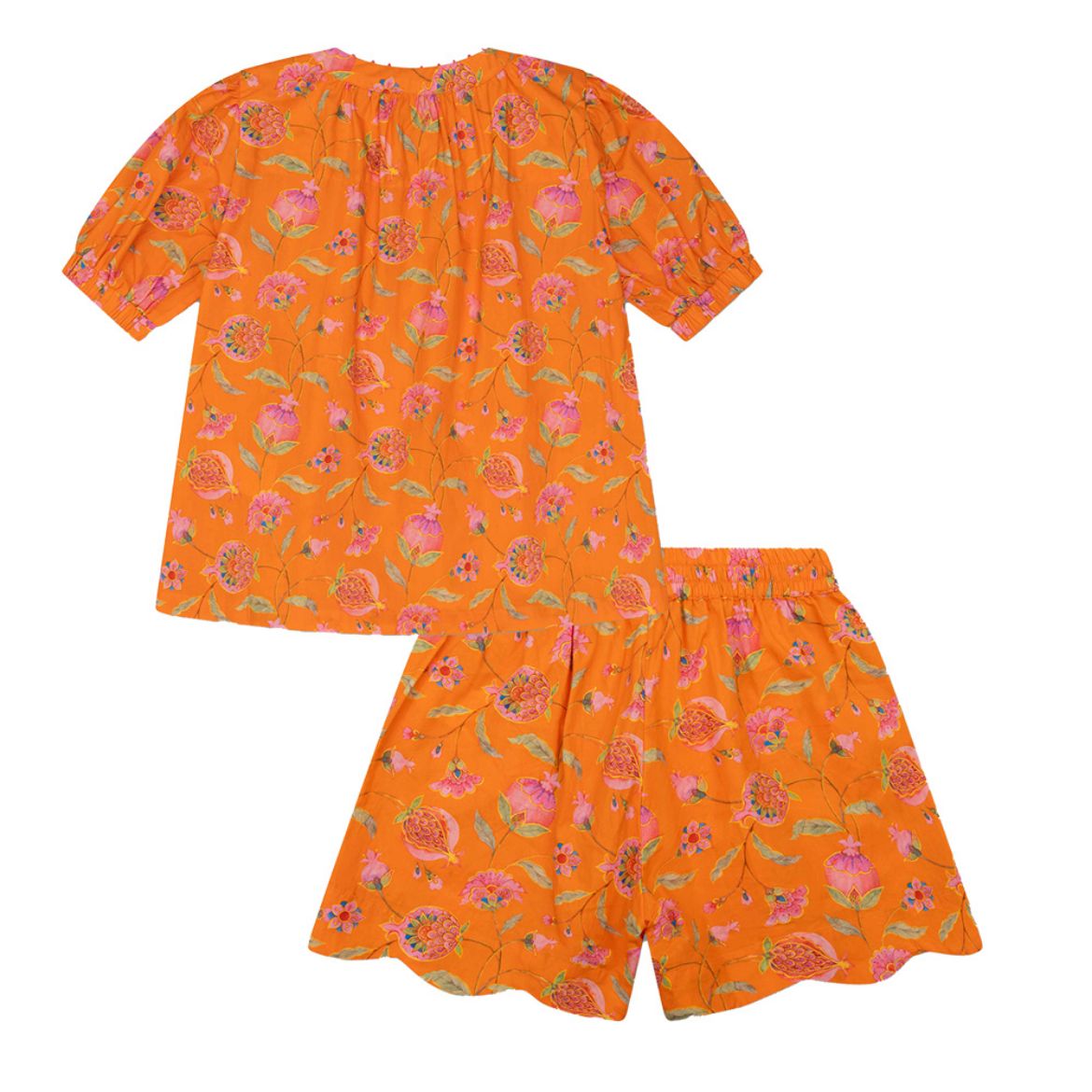 Picture of Oilily Orange Printed Beso Shirt & Pomme Short Set