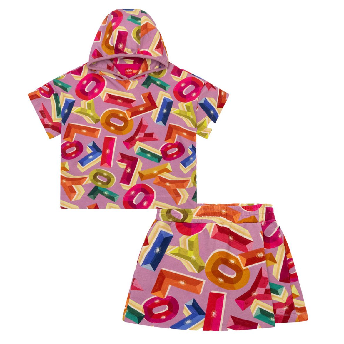 Picture of Oilily Girls Horis Printed Jumper & Palace Short Set