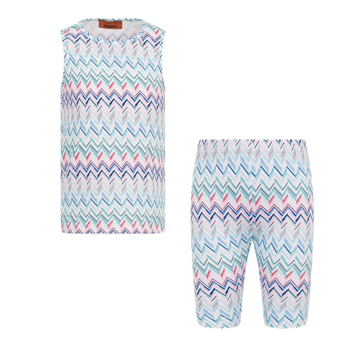 Picture of Missoni Girls Blue Printed Top & Cycling Short Set