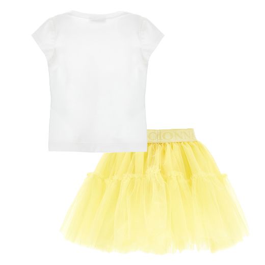Picture of Monnalisa  White T-Shirt & Yellow Tulle Skirt Set