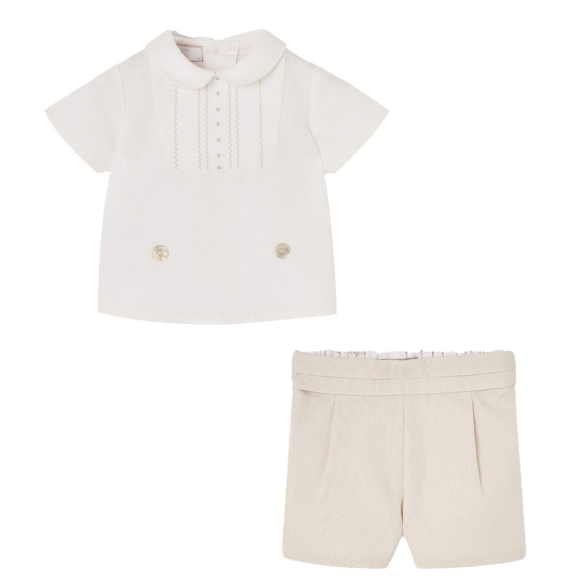Picture of Paz Rodriguez Beige Shirt & Short Set