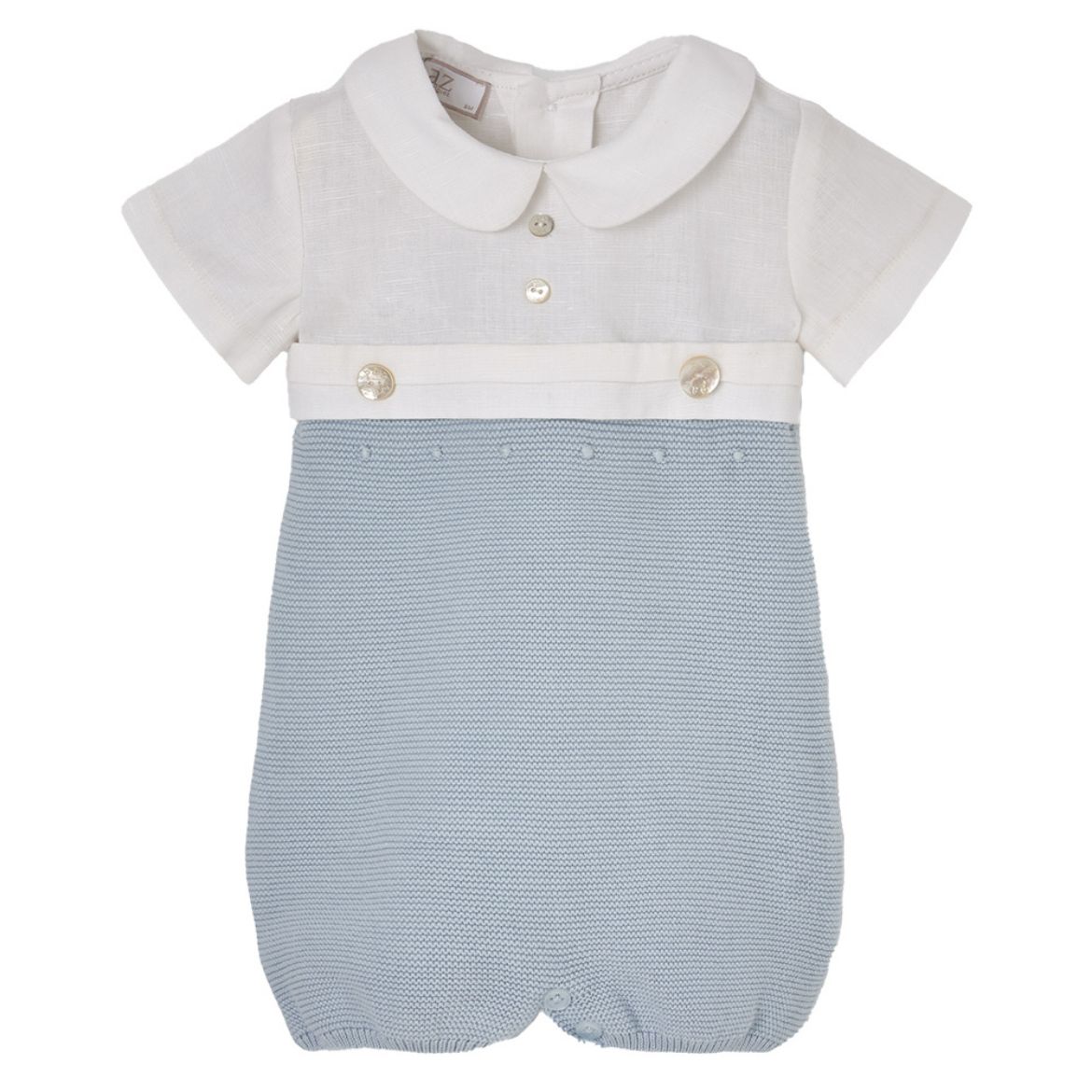 Picture of Paz Rodriguez White & Blue Knitted Romper 