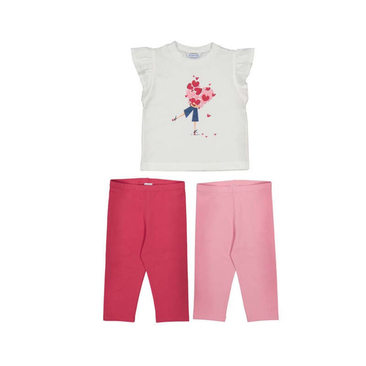 Picture of Mayoral Girls Heart Pink 2 Pack Leggings Set 