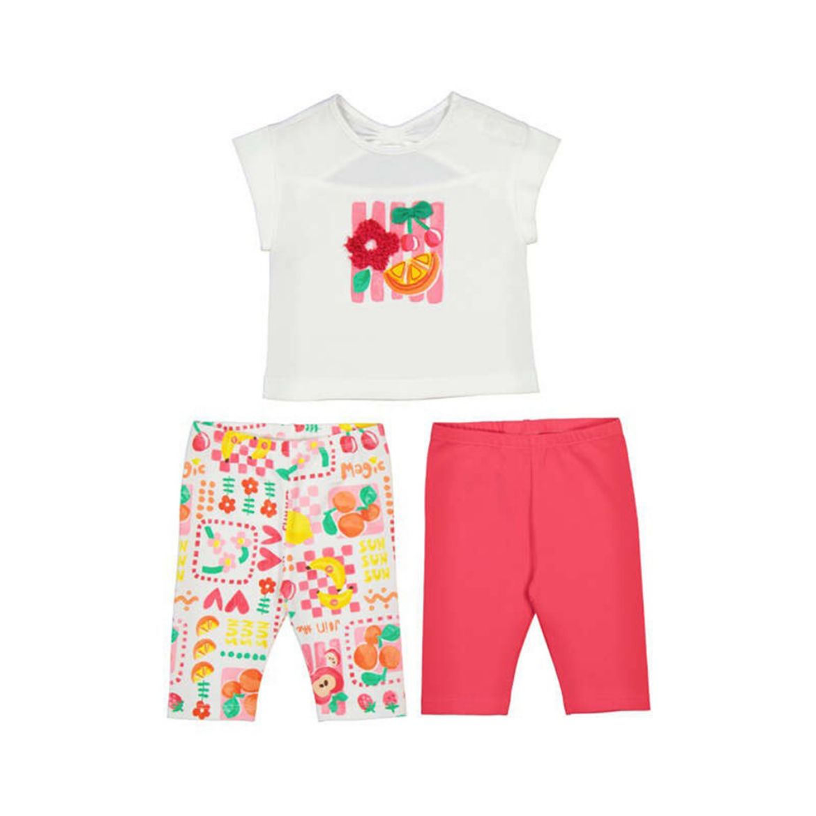 Picture of Mayoral Girls Pink Fruit 2 Pack Leggings Set
