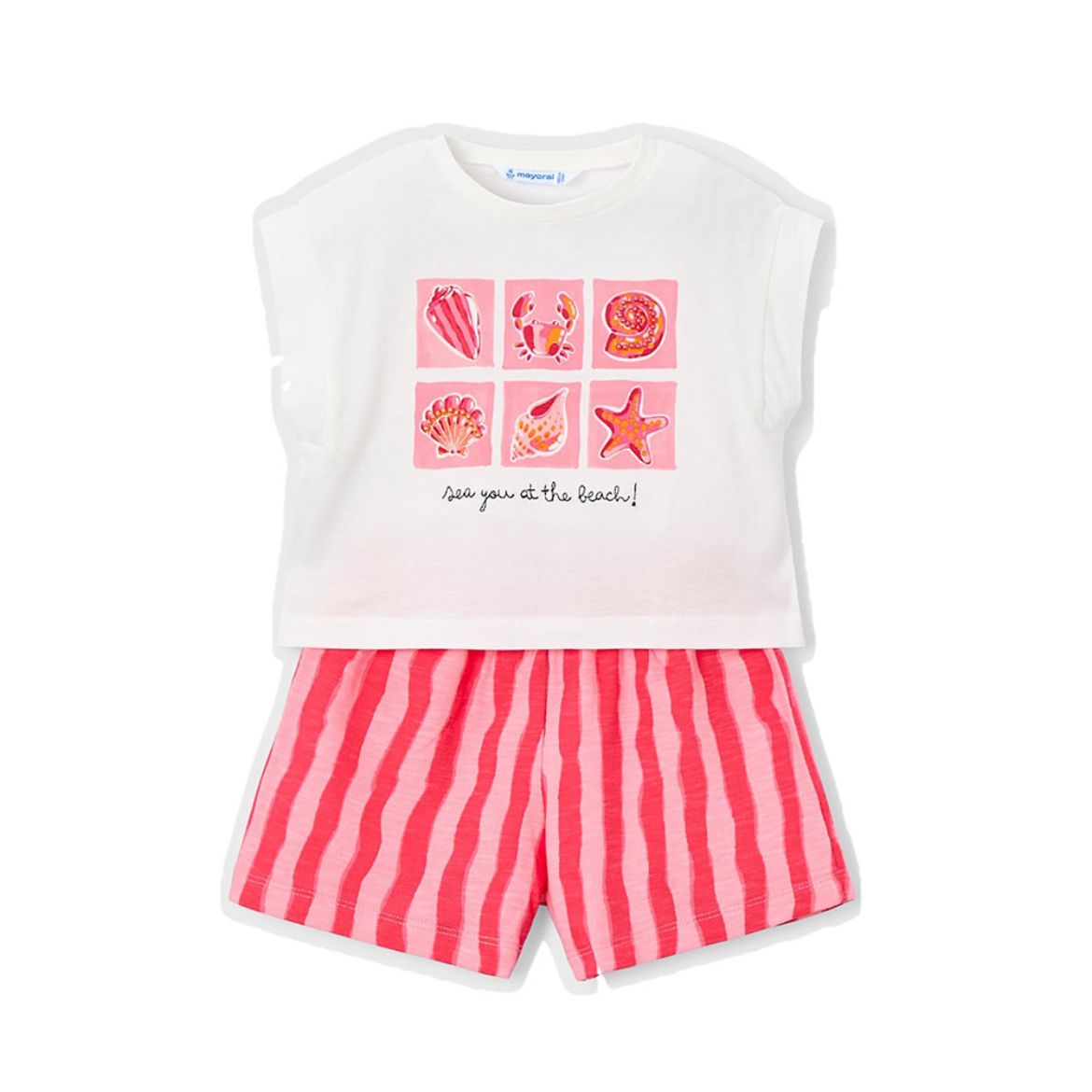 Picture of Mayoral Girls Pink & Red Seashells Short Set