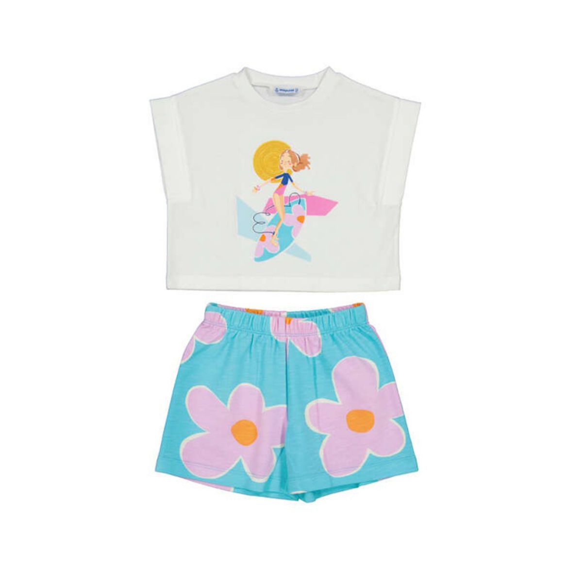 Picture of Mayoral Girls Blue Flower Short Set