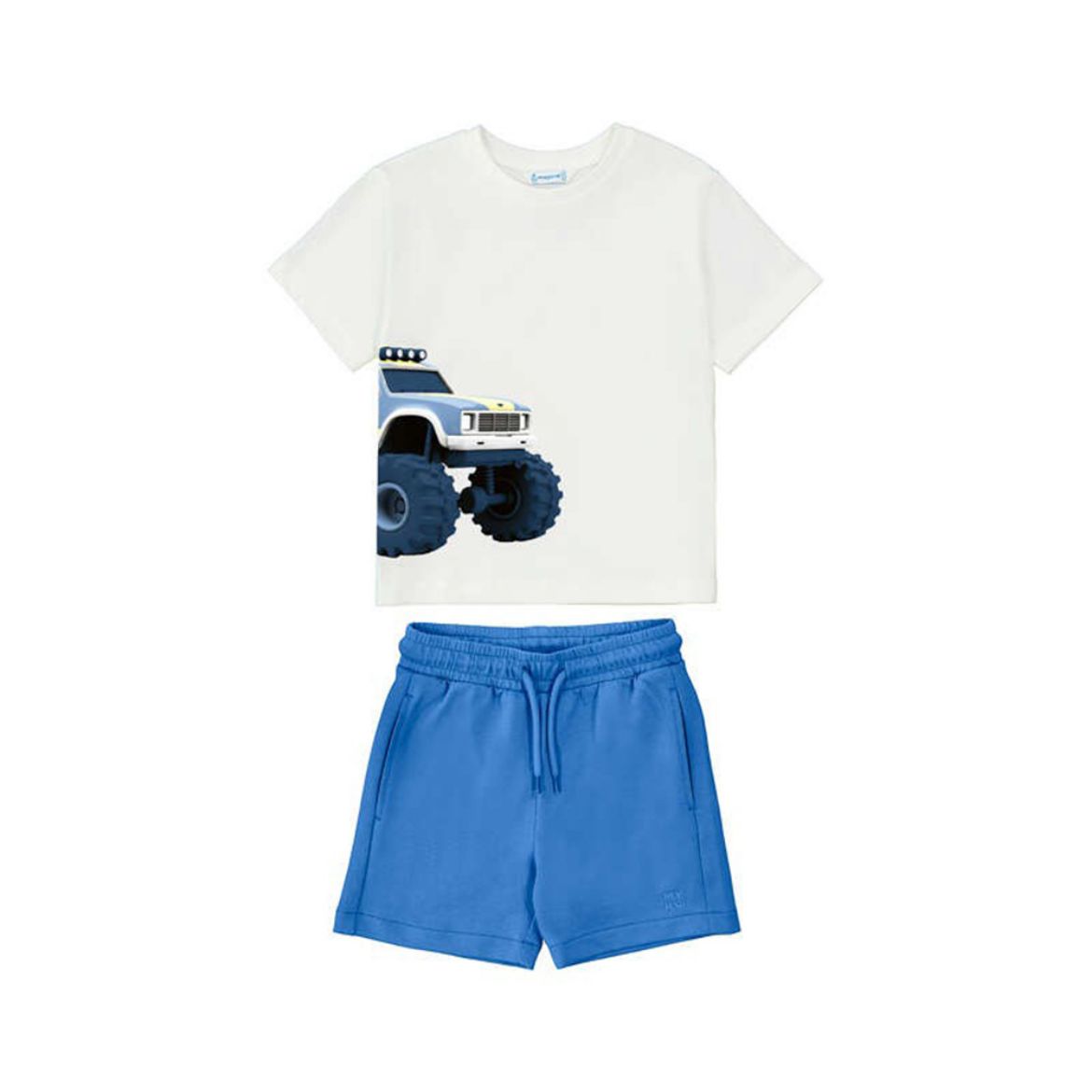 Picture of Mayoral Boys White Truck T-Shirt & Blue Short Set