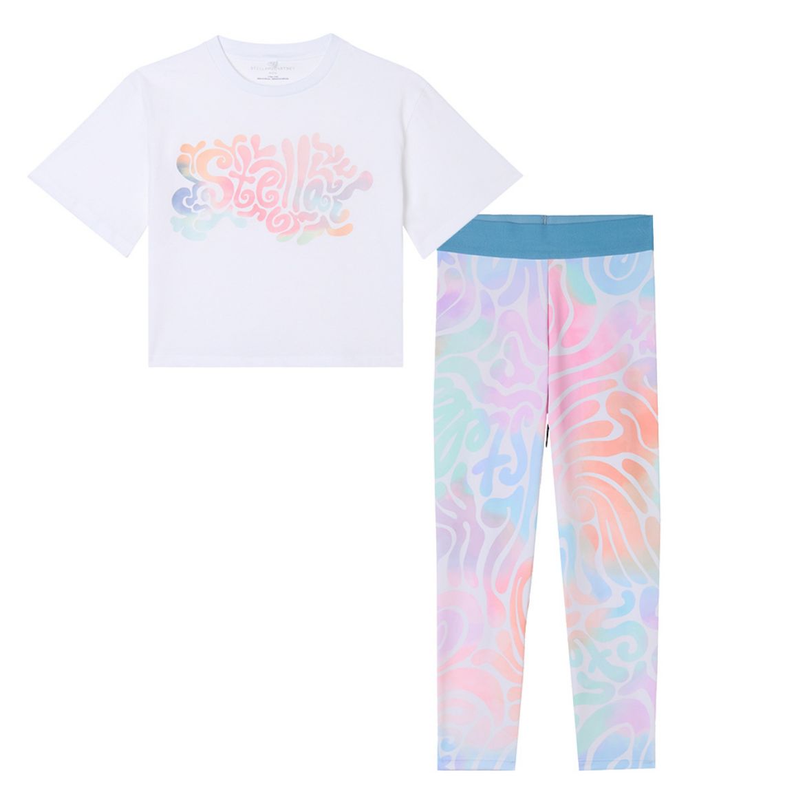 Picture of Stella Mc Cartney Girls White 'Stella' Top & Multicoloured Leggings Set