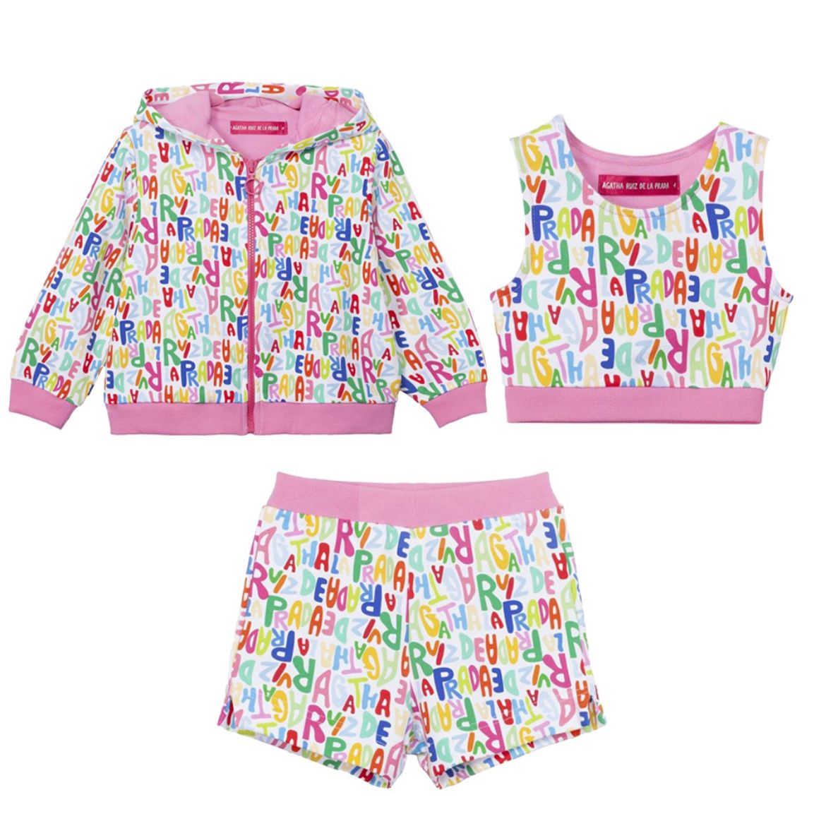 Picture of Agatha Ruiz De La Prada Logo Jacket, Crop Top & Short Set
