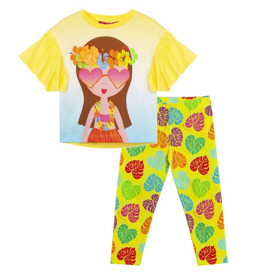 Picture of Agatha Ruiz De La Prada Yellow Top & Printed Leggings Set
