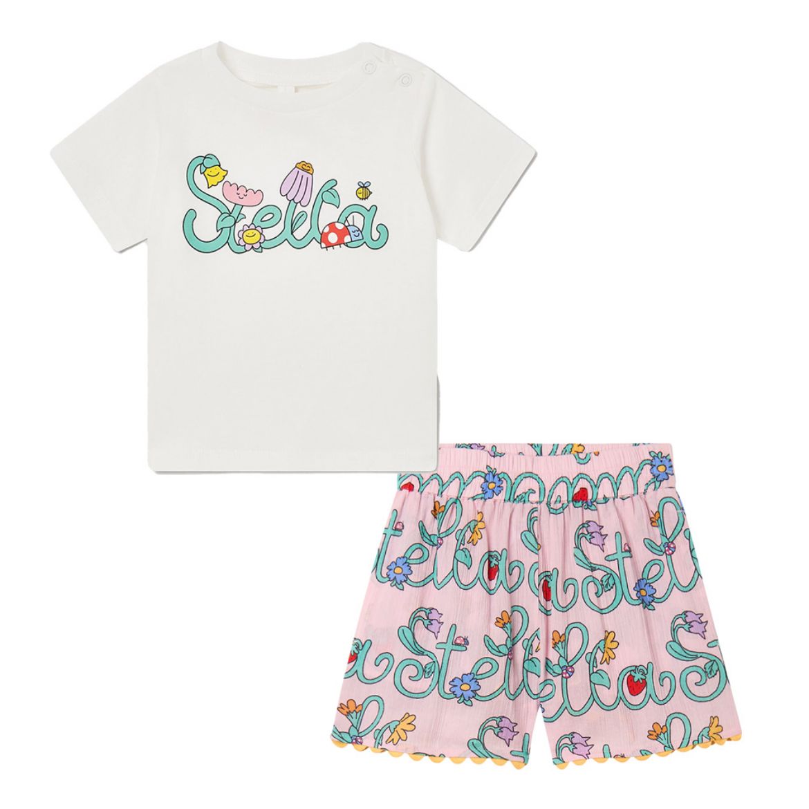 Picture of Stella Mc Cartney Baby White Top & Printed Short Set