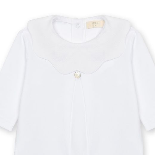 Picture of Baby Gi White Scalloped Cotton Babygrow