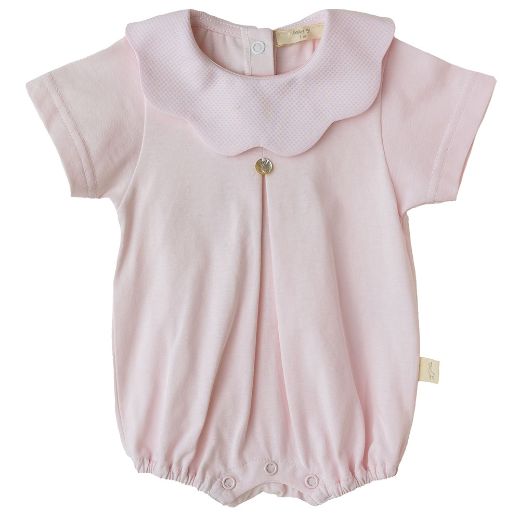 Picture of Baby Gi Pink Scalloped Cotton Short Romper
