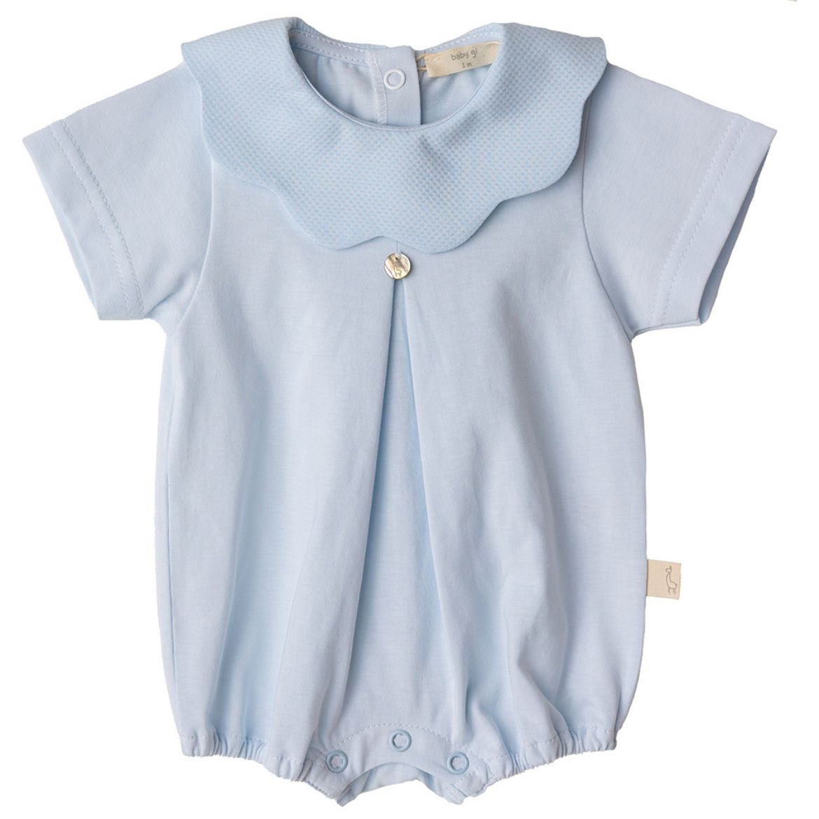 Picture of Baby Gi Blue Scalloped Cotton Short Romper