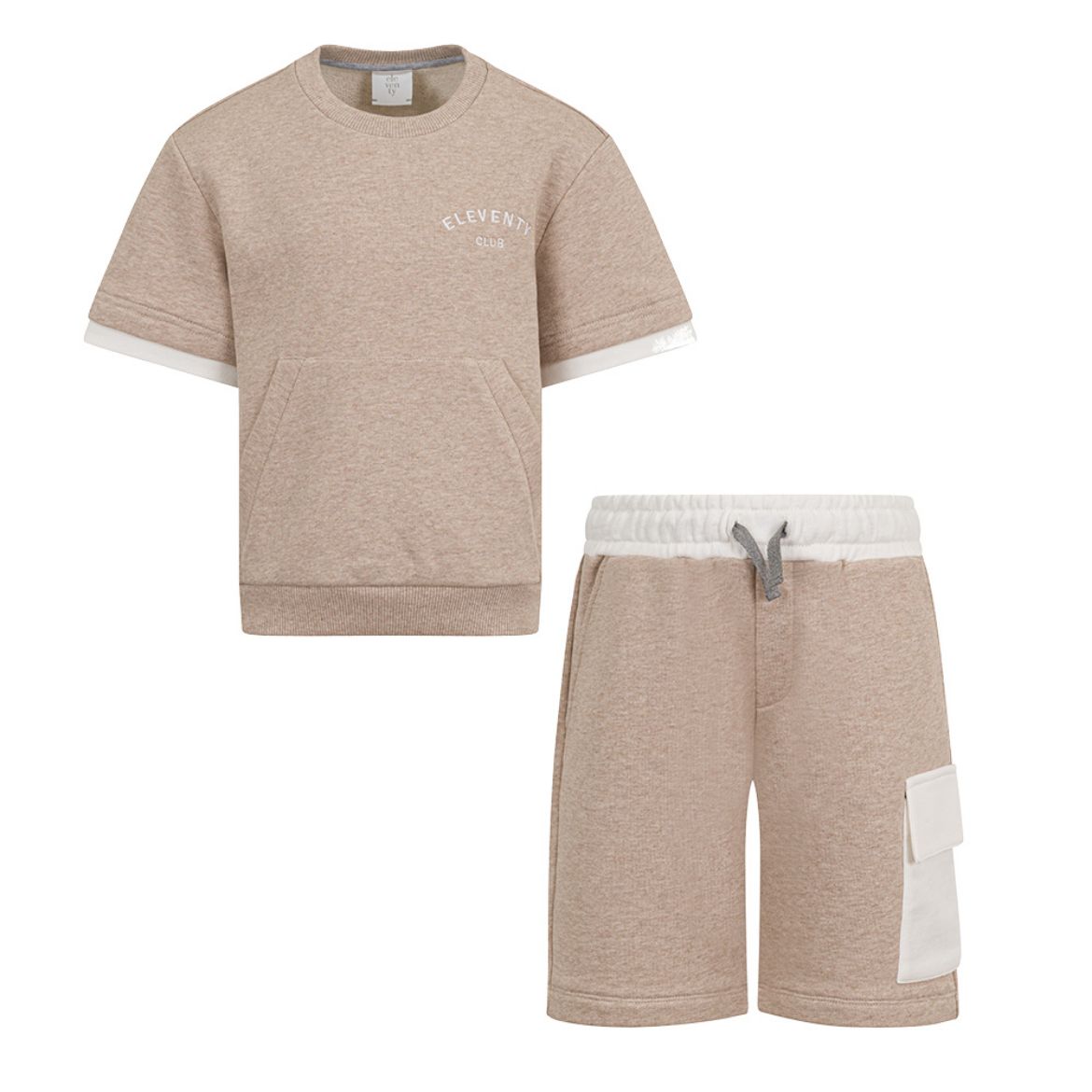 Picture of Eleventy Boys Beige Jumper & Short Set