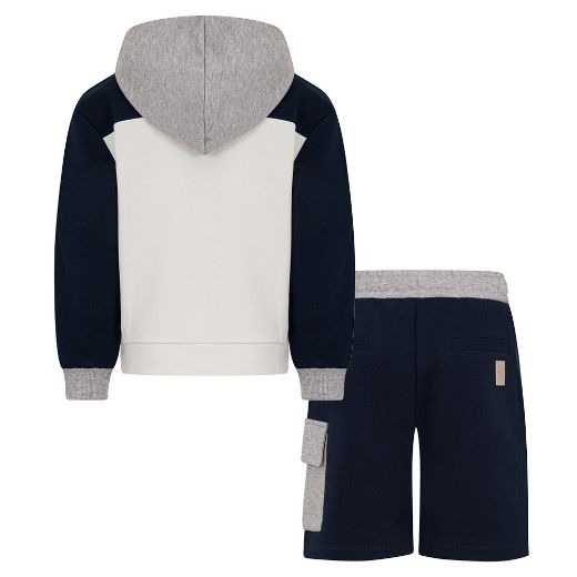 Picture of Eleventy Boys Navy & Grey Jumper & Short Set