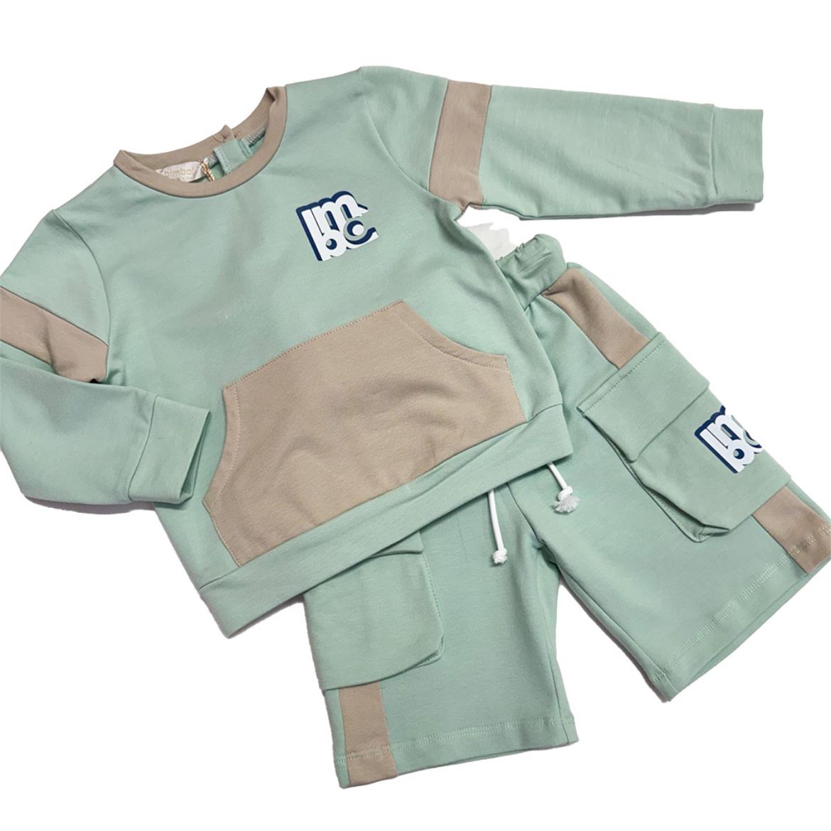 Picture of Bimbalo Boys Mint Green Jumper & Short Set