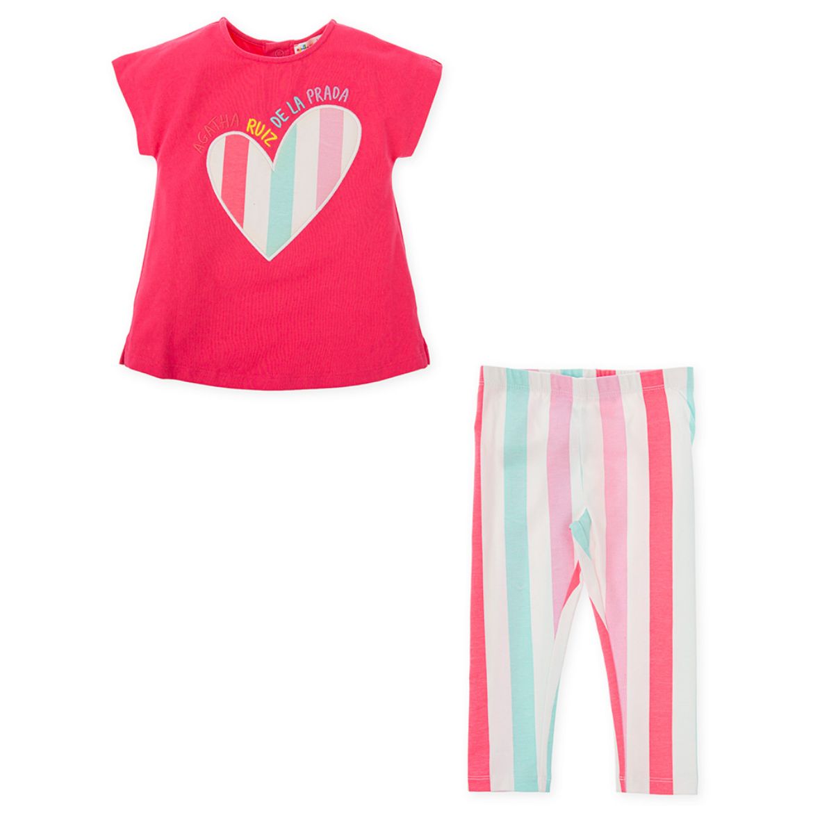 Picture of Agatha Ruiz De La Prada Pink Heart Top & Striped Leggings Set