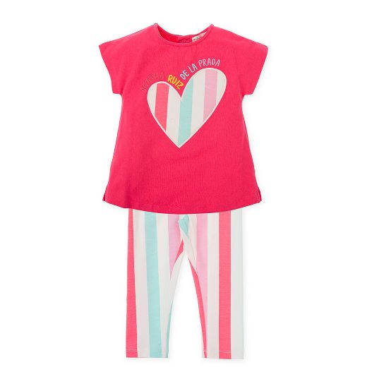 Picture of Agatha Ruiz De La Prada Pink Heart Top & Striped Leggings Set