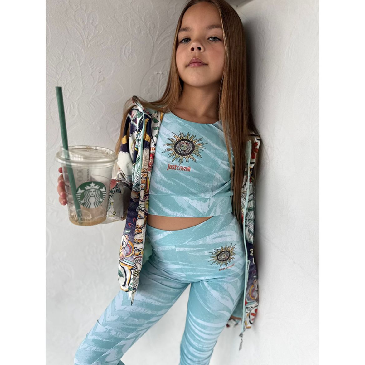 Picture of Just Cavalli Girls Blue Top & Leggings Set