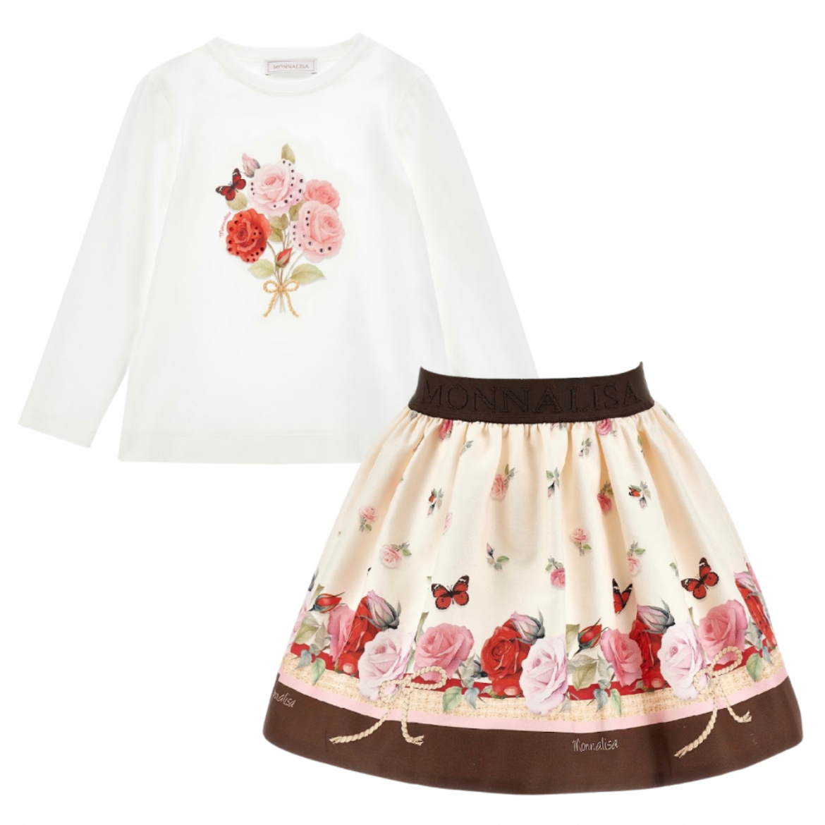 Picture of Monnalisa Flower Top And Skirt Set