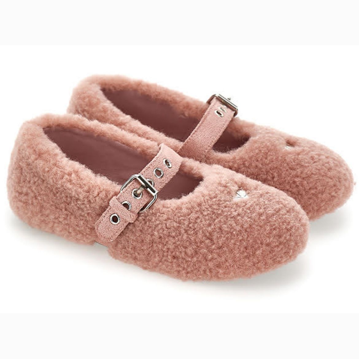 Picture of Monnalisa Pink Teddy Boucle Ballerina Shoes