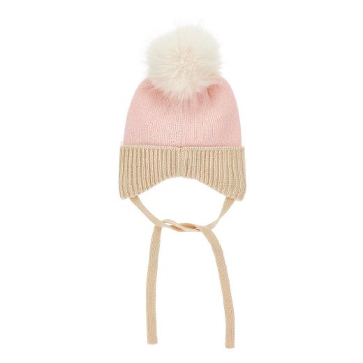 Picture of Monnalisa Flower Hat with Faux Fur Pom Pom