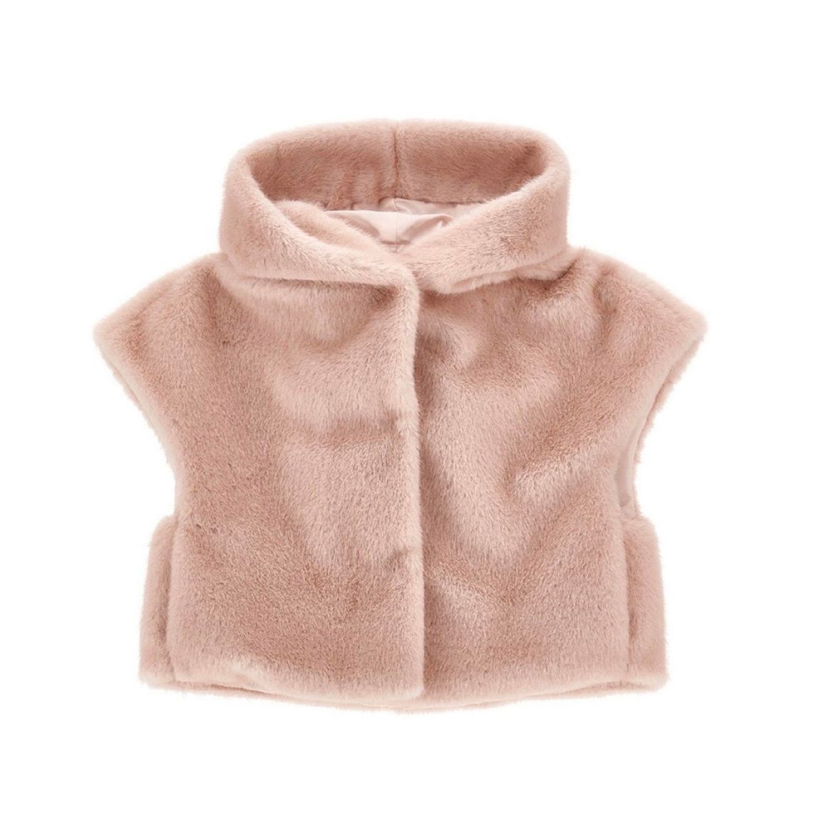 Picture of Monnalisa Pink Faux Fur Gilet With Hood