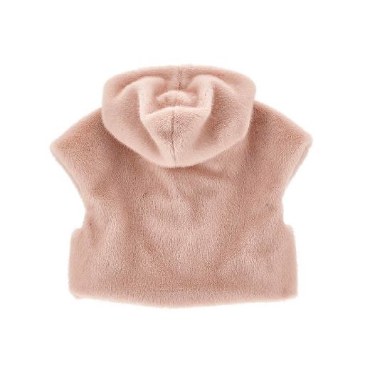Picture of Monnalisa Pink Faux Fur Gilet With Hood