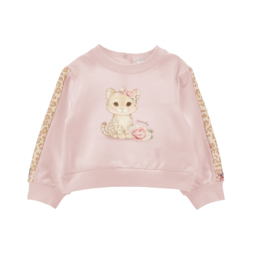 Picture of Monnalisa Pink 3 Piece Leopard Motif Tulle Skirt Set