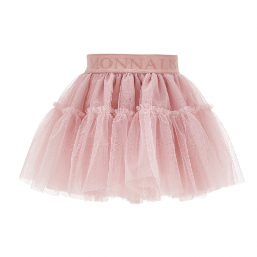Picture of Monnalisa Pink 3 Piece Leopard Motif Tulle Skirt Set