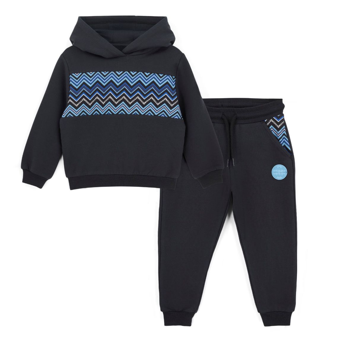 Picture of Mitch & Son Watson Black Zig Zag Hoody Tracksuit