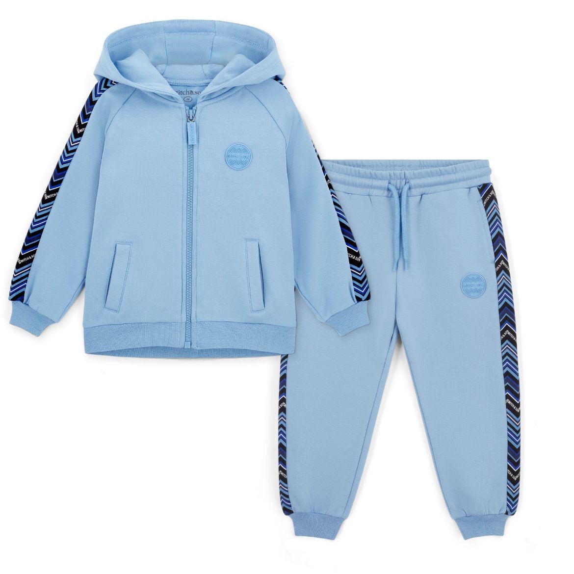 Picture of Mitch & Son Warren Blue Zig Zag Zipper Tracksuit