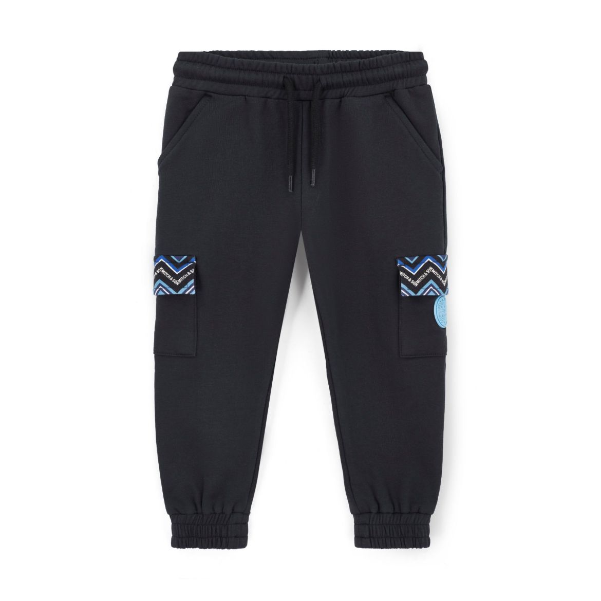 Picture of Mitch & son Wesson Black Zig Zag Trim Cargo Pants