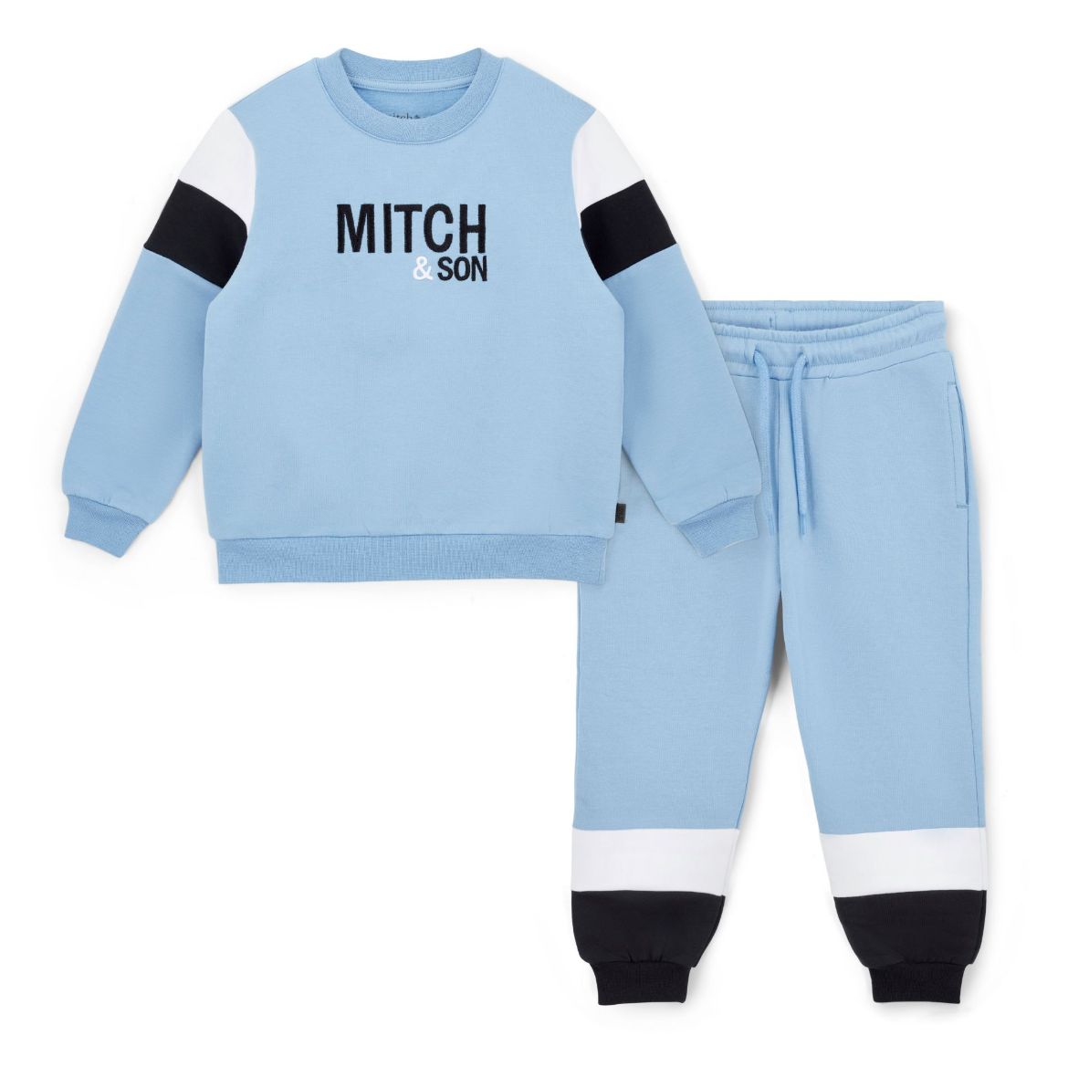 Picture of Mitch & Son William Blue Contrast Panel Crewneck Tracksuit